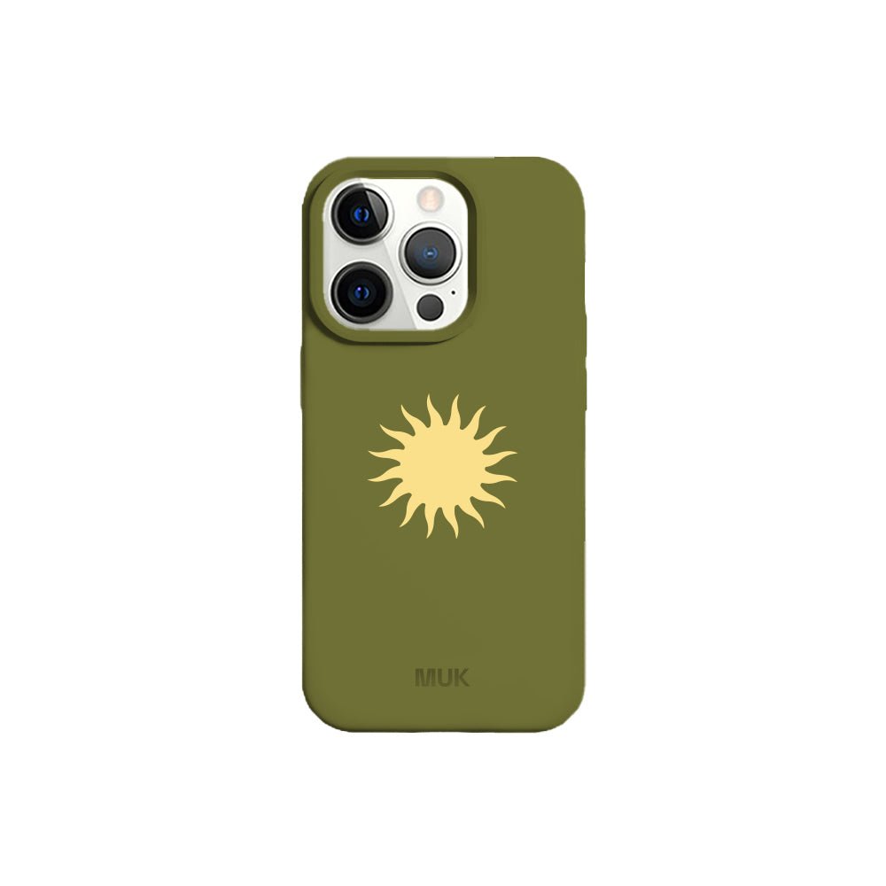 Green TPU mobile phone case with sun design
