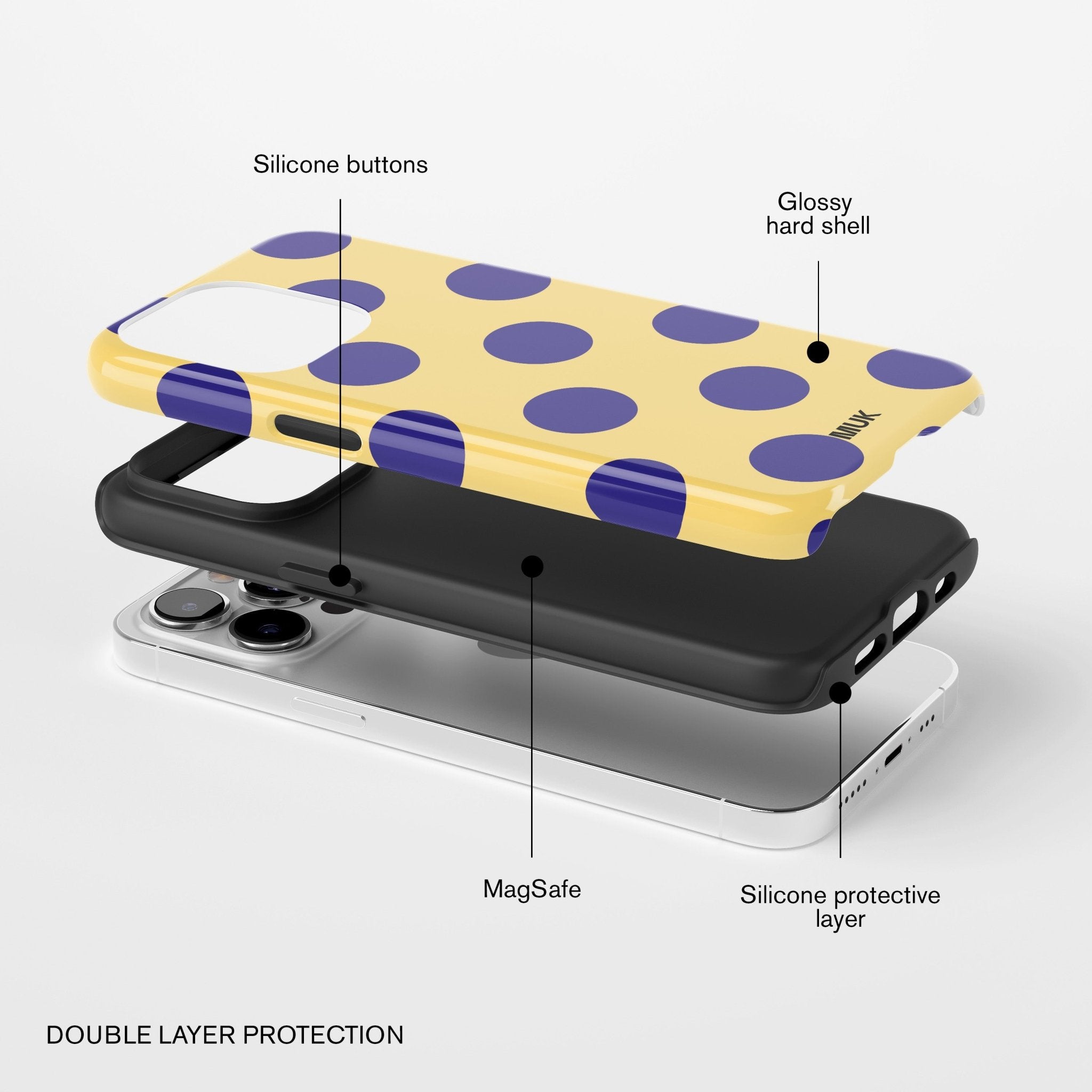 Funda de móvil Tough Magsafe - Big Dots Yellow Blue