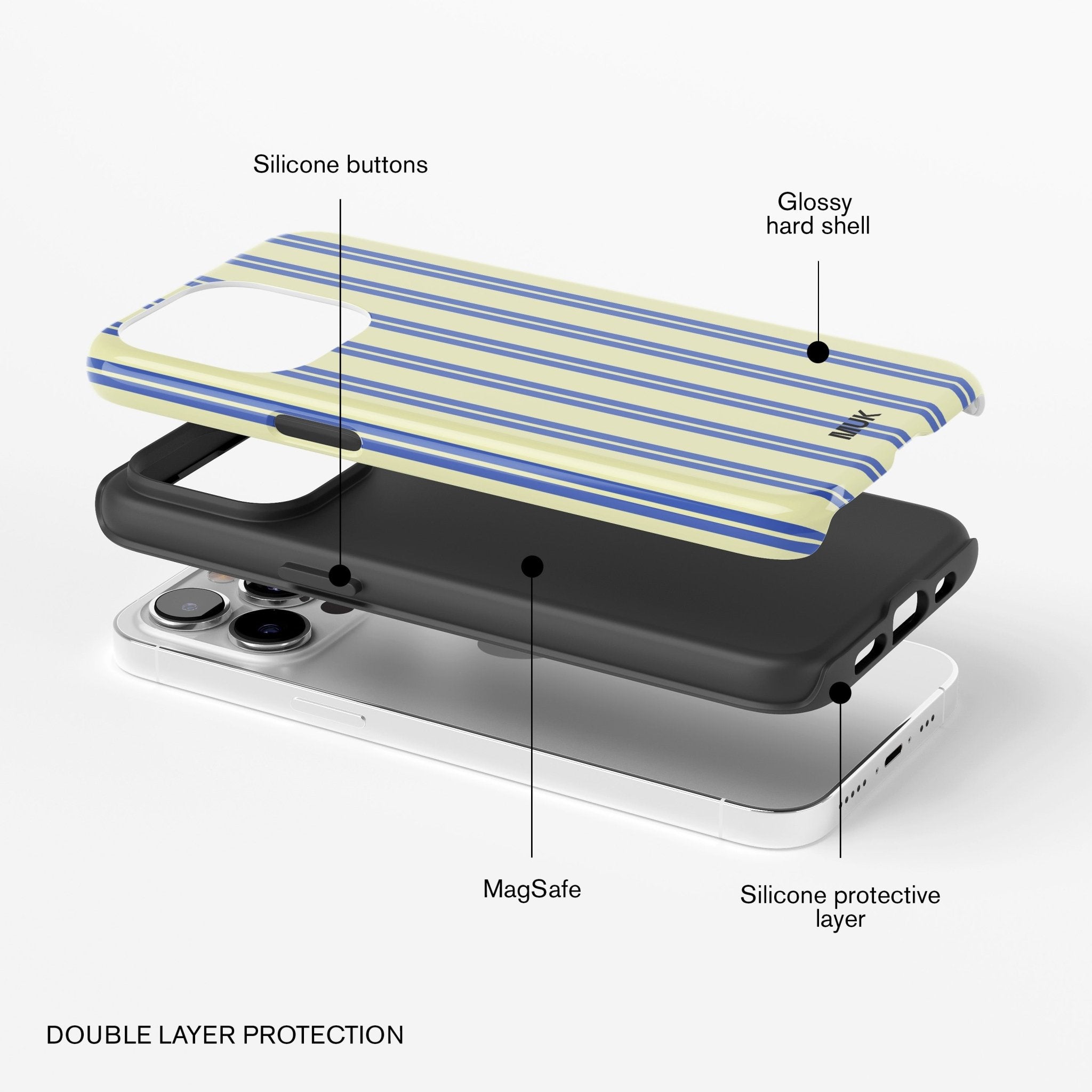 Funda de móvil Tough Magsafe - Double Stripes Blue Yellow