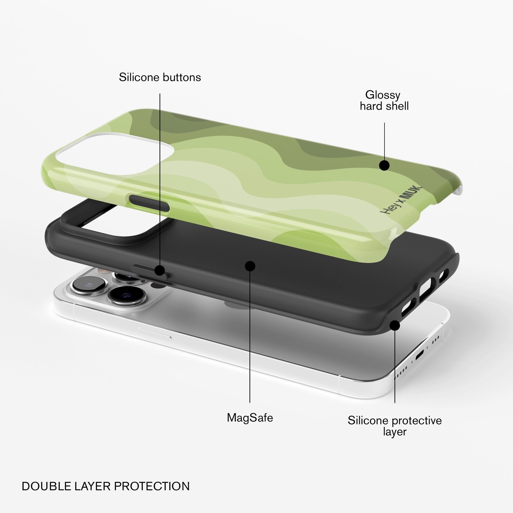 Funda de móvil Tough Magsafe - Green Gradient Waves - Hey x Muk