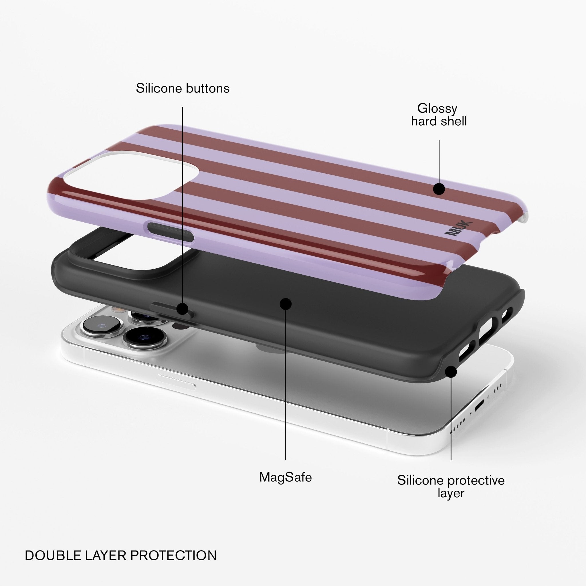 Funda de móvil Tough Magsafe - Stripes Burdeos