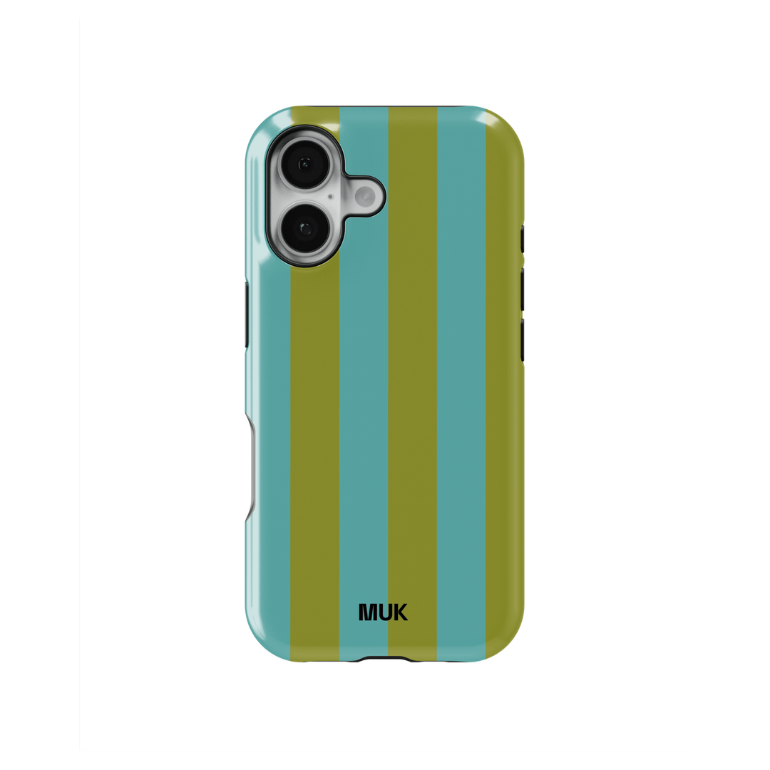 Tough Magsafe Phone Case - Stripes Green Blue