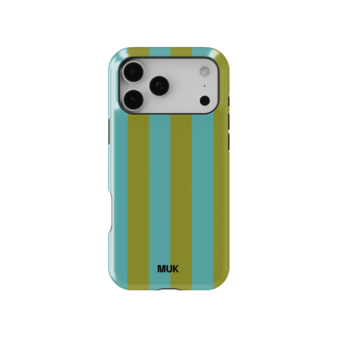 Tough Magsafe Phone Case - Stripes Green Blue