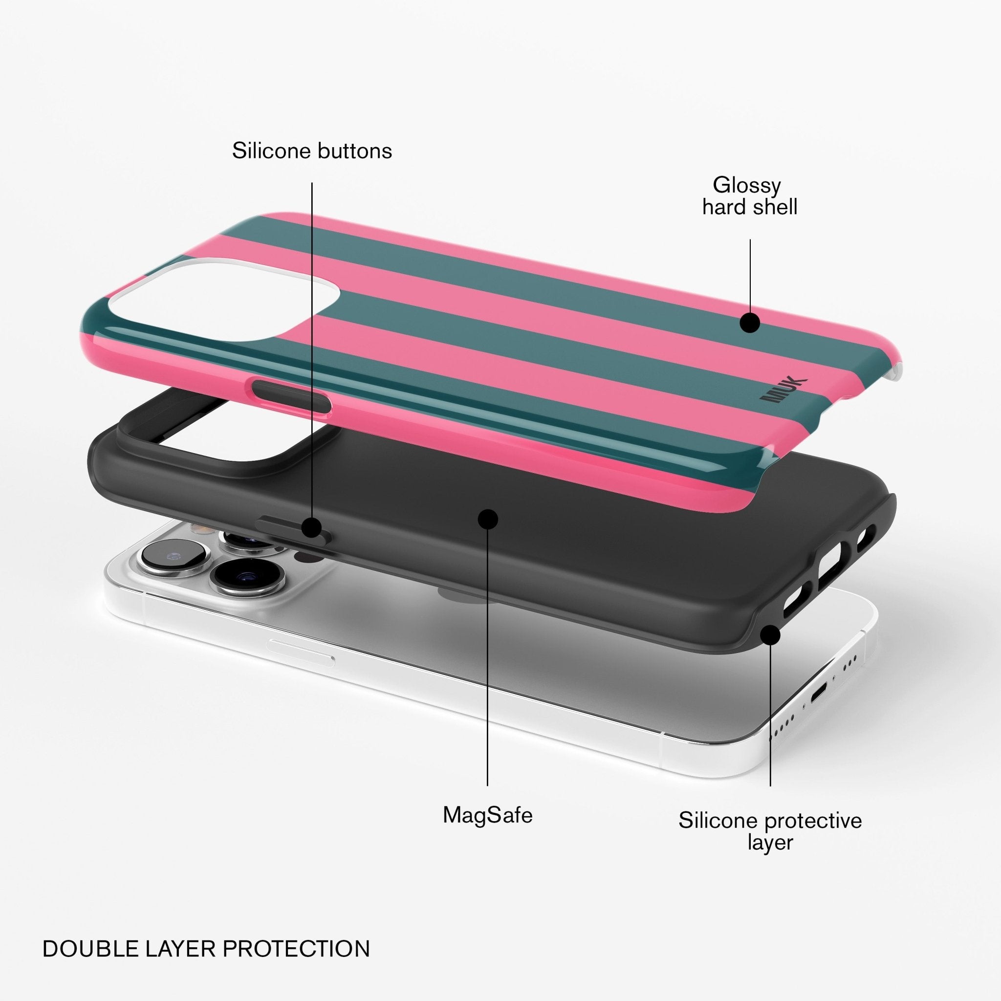 Funda de móvil Tough Magsafe - Stripes Pink Lagoon