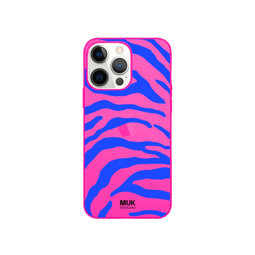 Funda de móvil color pink fluor con diseño de zebra
