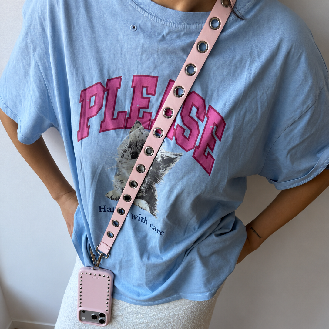 Cuerda piel tachas - Pink