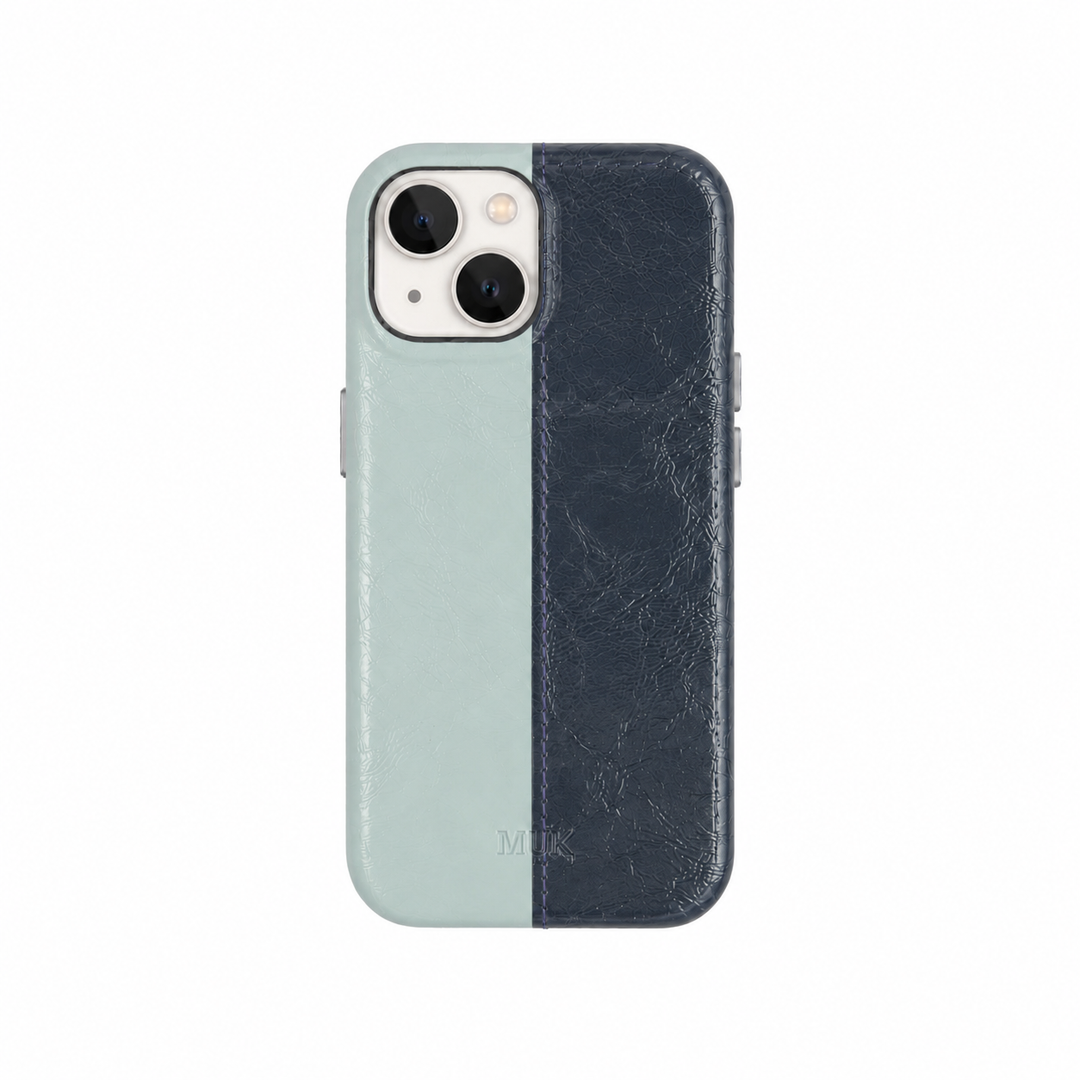 Leather Half Aqua Blue / Deep Navy Phone Case