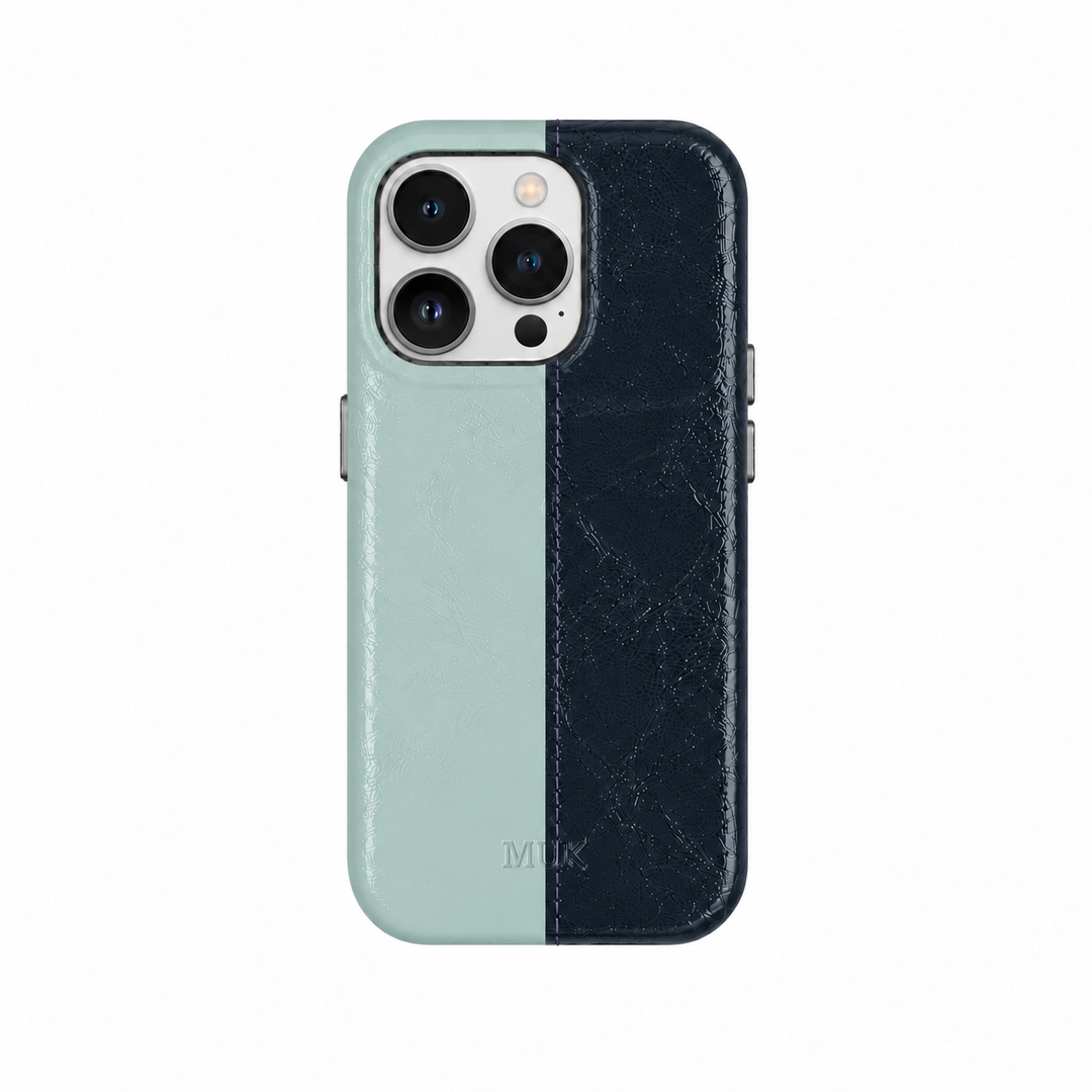 Leather Half Aqua Blue / Deep Navy Phone Case