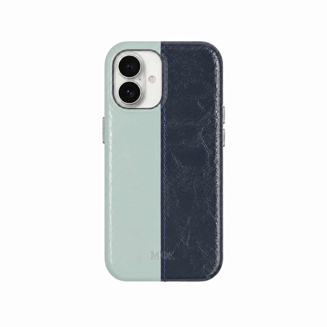 Leather Half Aqua Blue / Deep Navy Phone Case