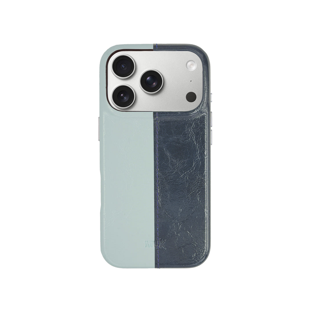 Leather Half Aqua Blue / Deep Navy Phone Case