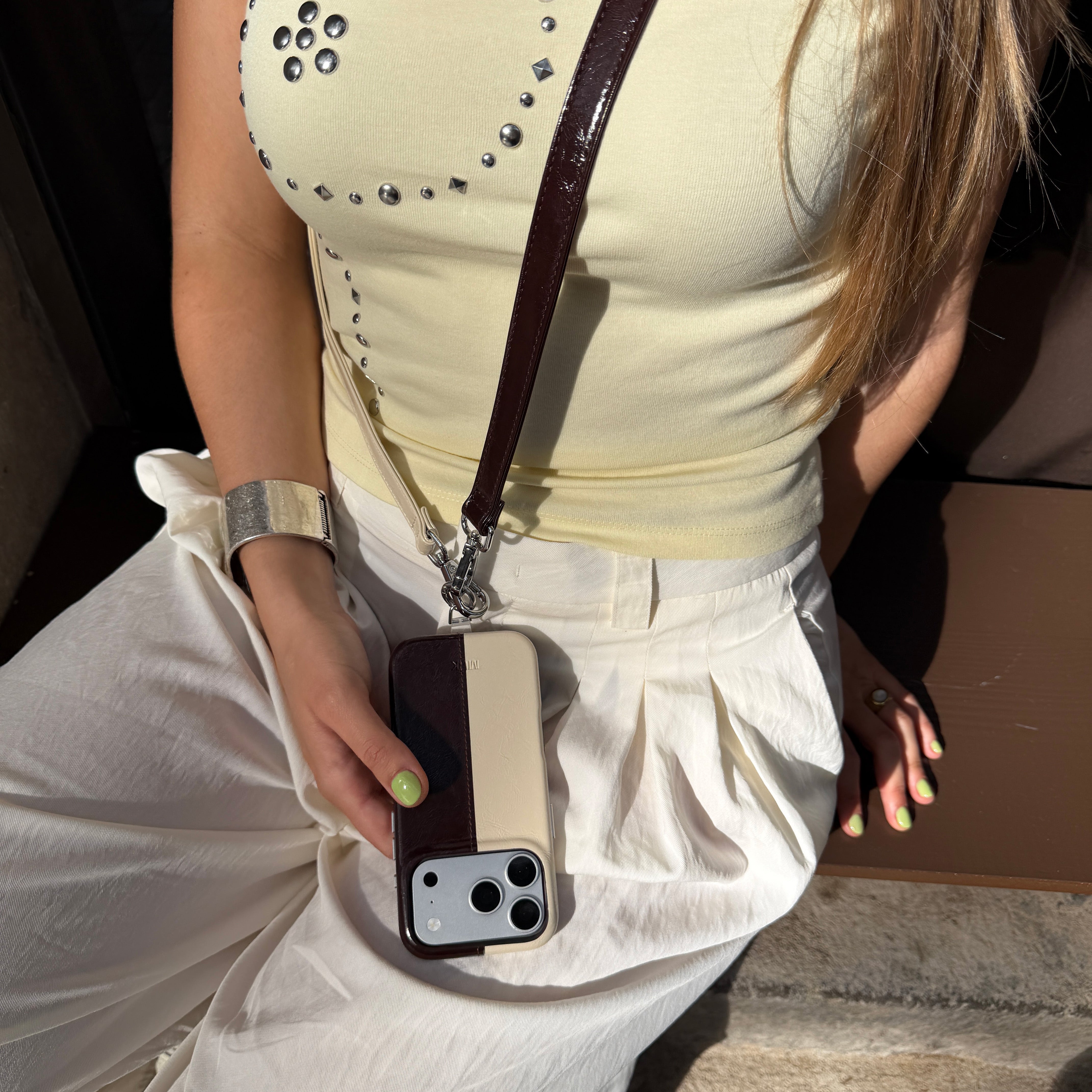 Funda de móvil Leather Half Cream / Mocca Case