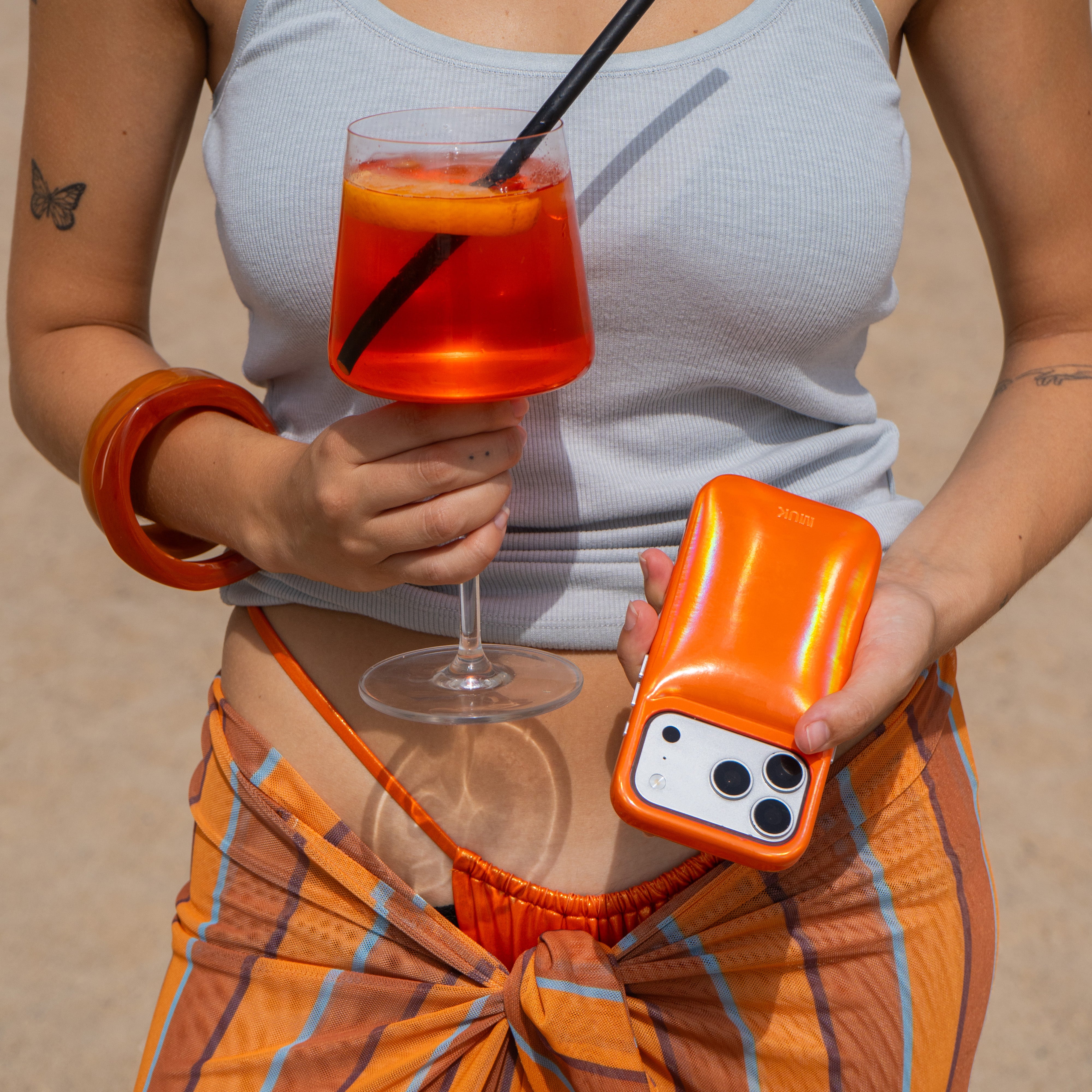 Charol Puffy Holographic Orange Phone Case
