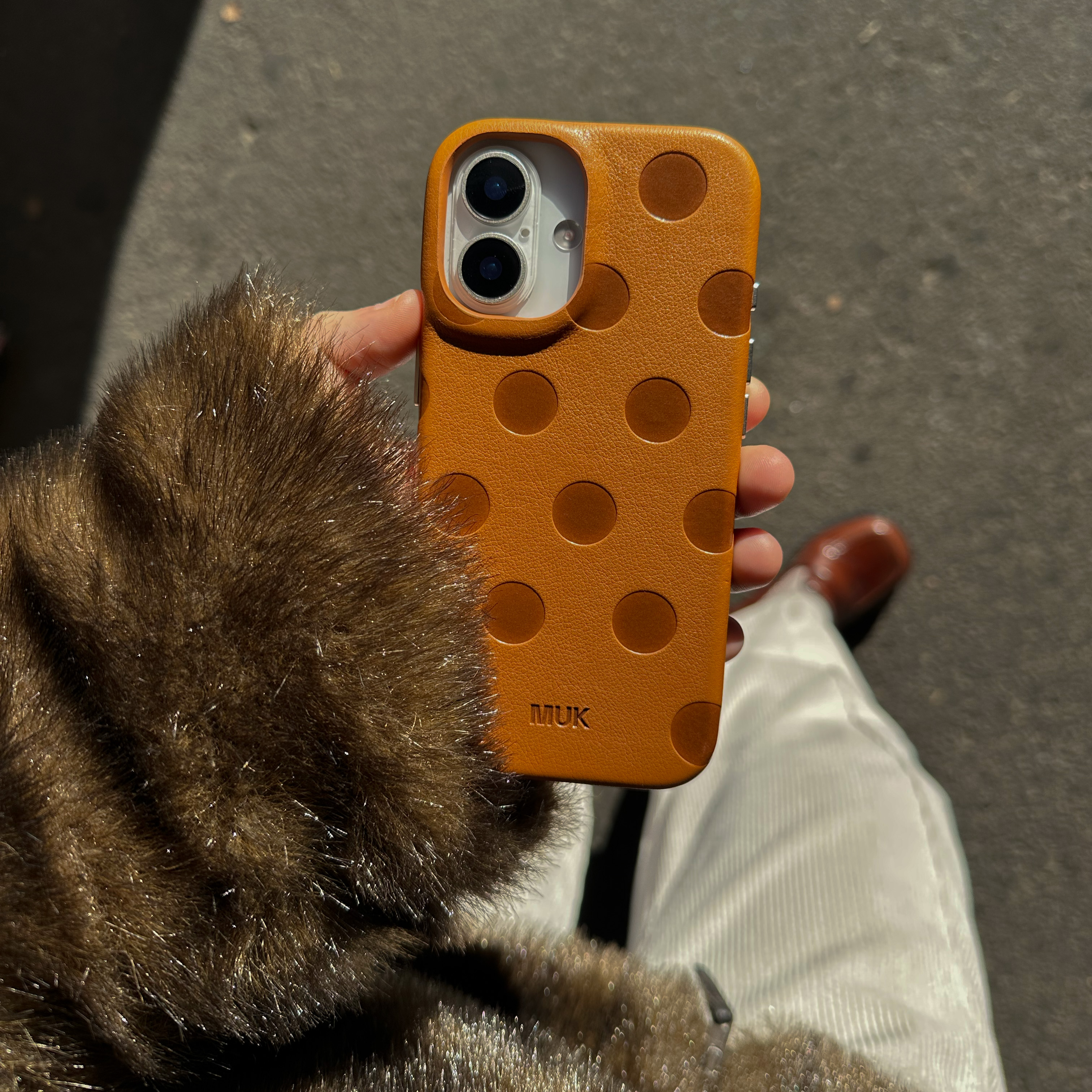 Funda de móvil Camel Leather Dots Case