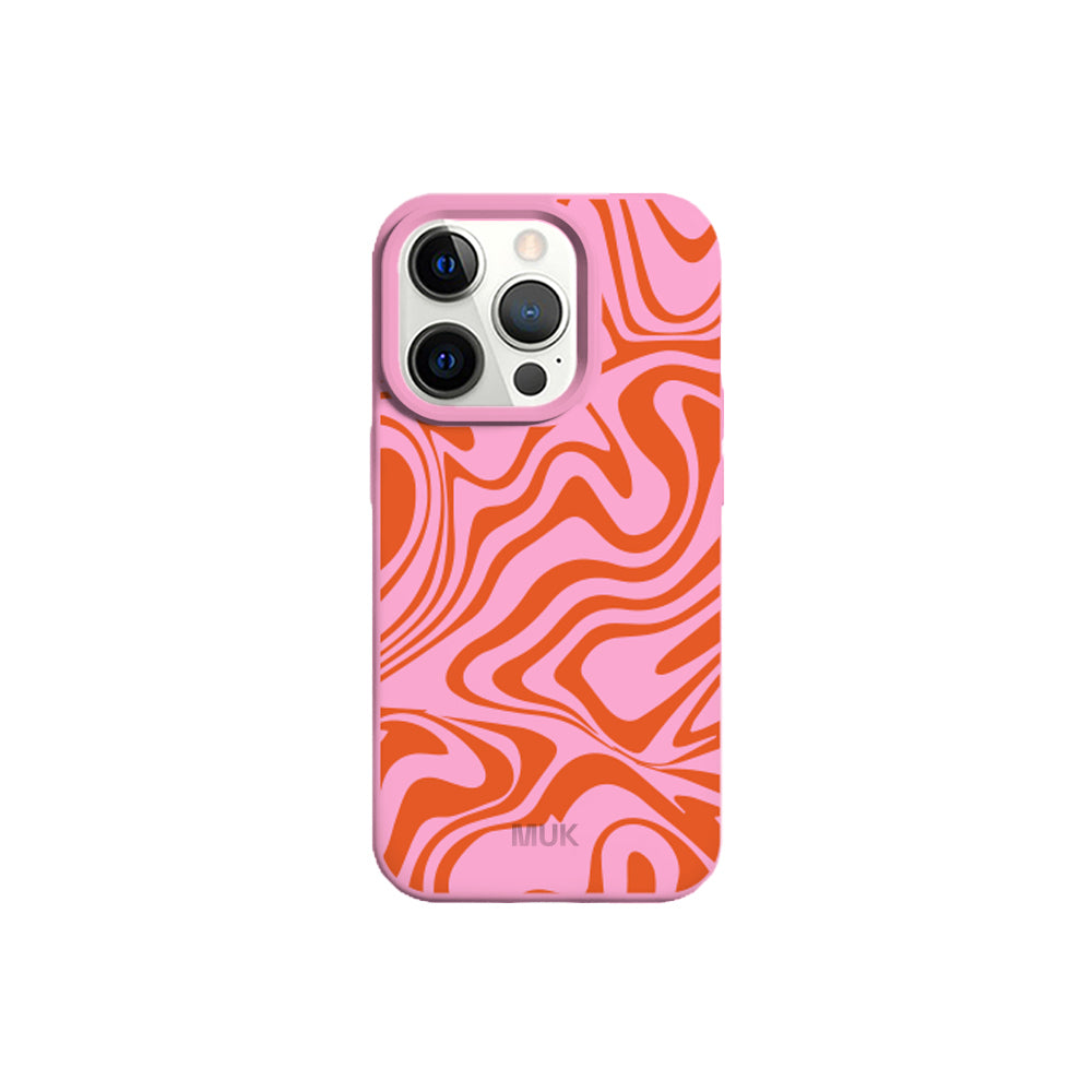 Funda de móvil TPU rosa con diseño de ondas
