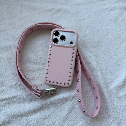Pack: Pink Studs Case + Cuerda Piel Tachas