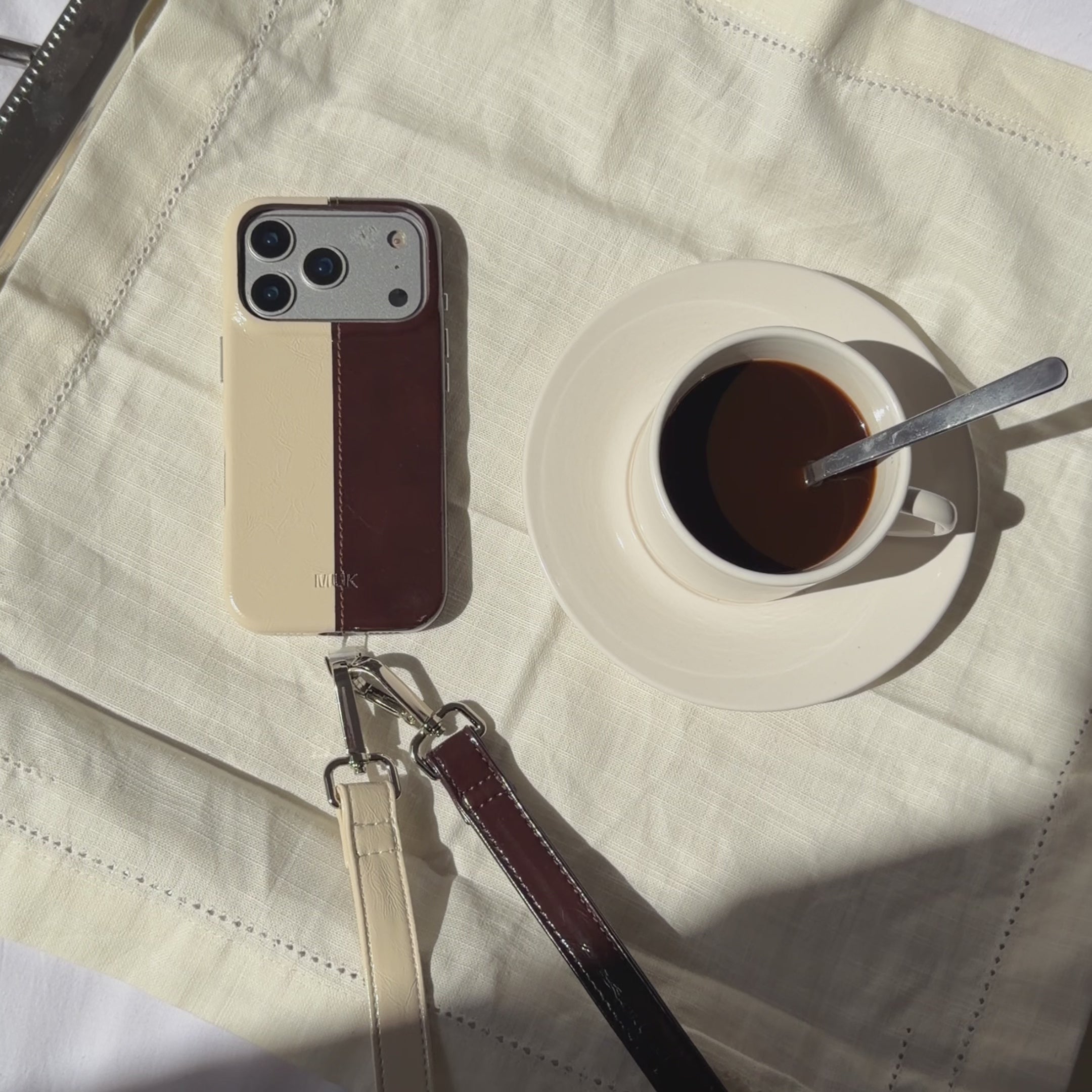 Funda de móvil Leather Half Cream / Mocca Case