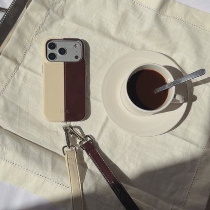 Funda de móvil Leather Half Cream / Mocca Case