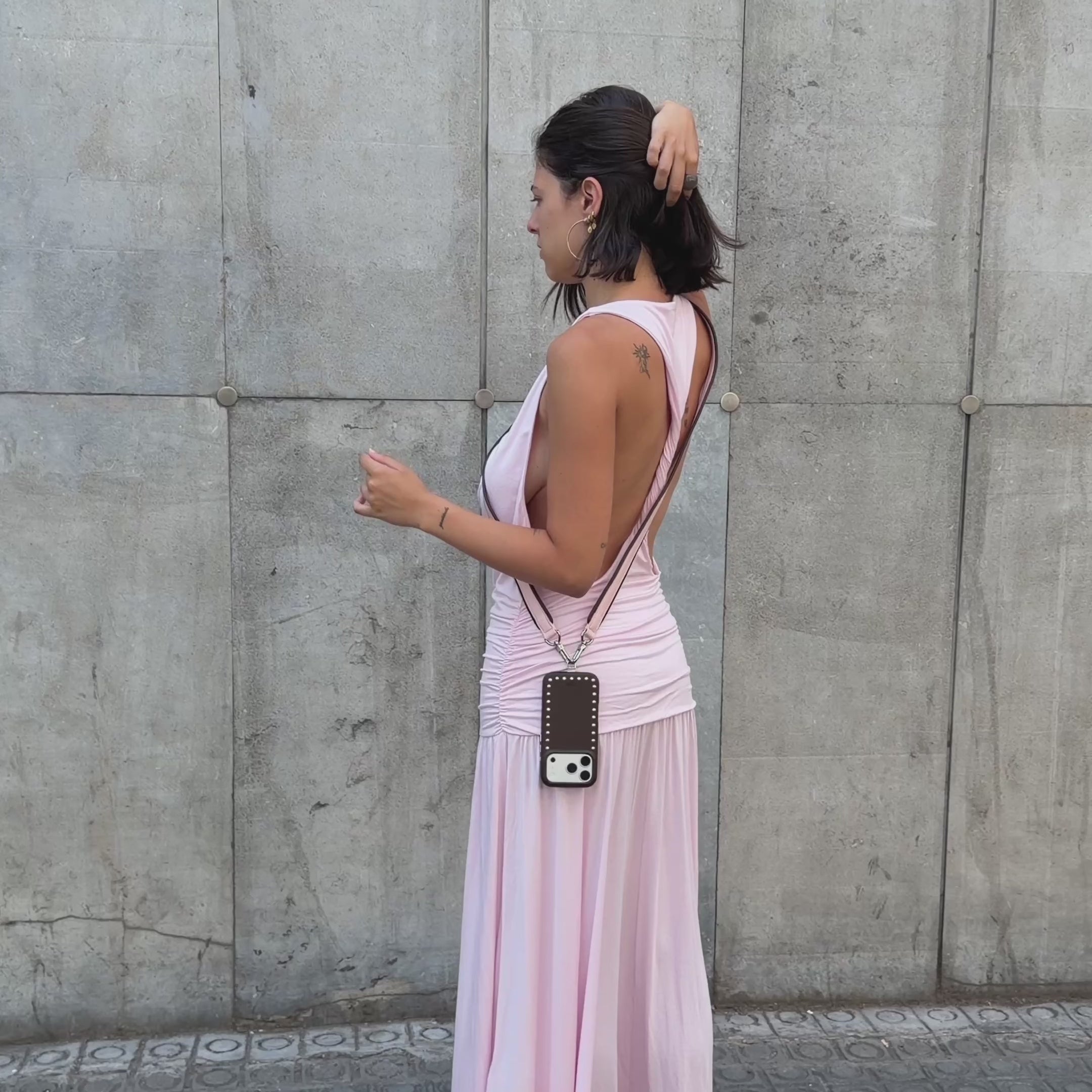 Cuerda piel bicolor - Pink Brown