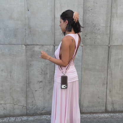 Cuerda piel bicolor - Pink Brown