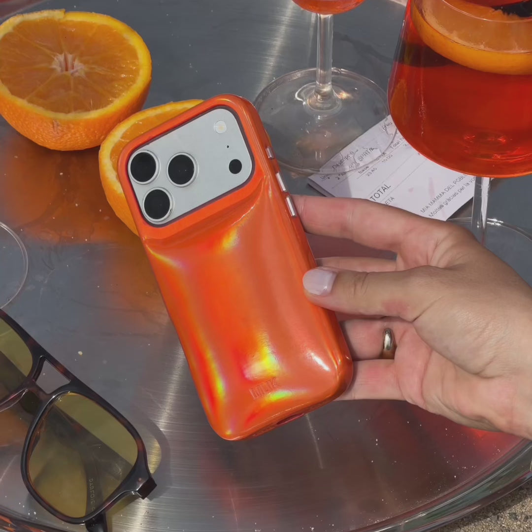 Funda de móvil Charol Puffy Holographic Orange