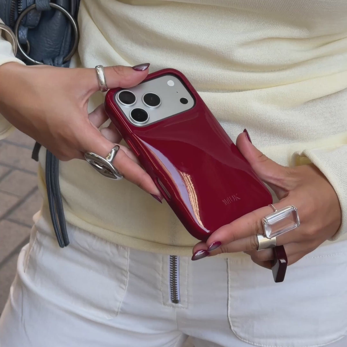 Funda de móvil Charol Puffy Burdeos