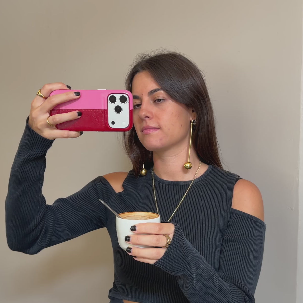 Funda de móvil Leather Half Pink / Red Case