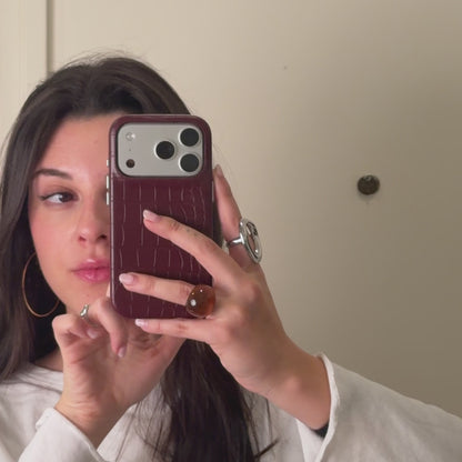 Crocodile Print Case - Bordeaux