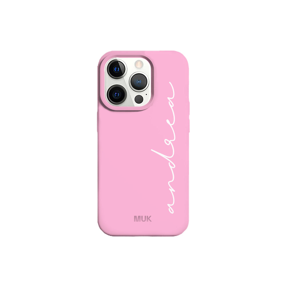 Pink TPU mobile phone case with personalized name design
