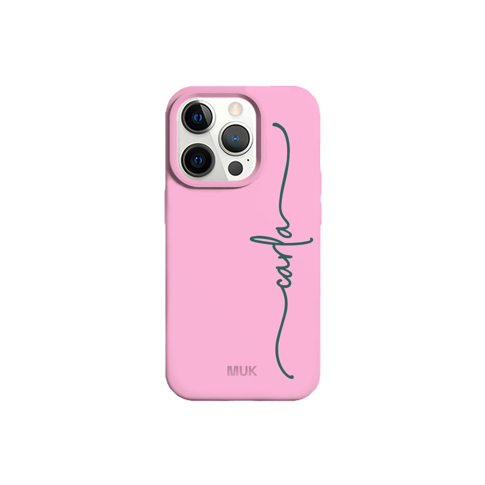 Pink TPU mobile phone case with name customization
