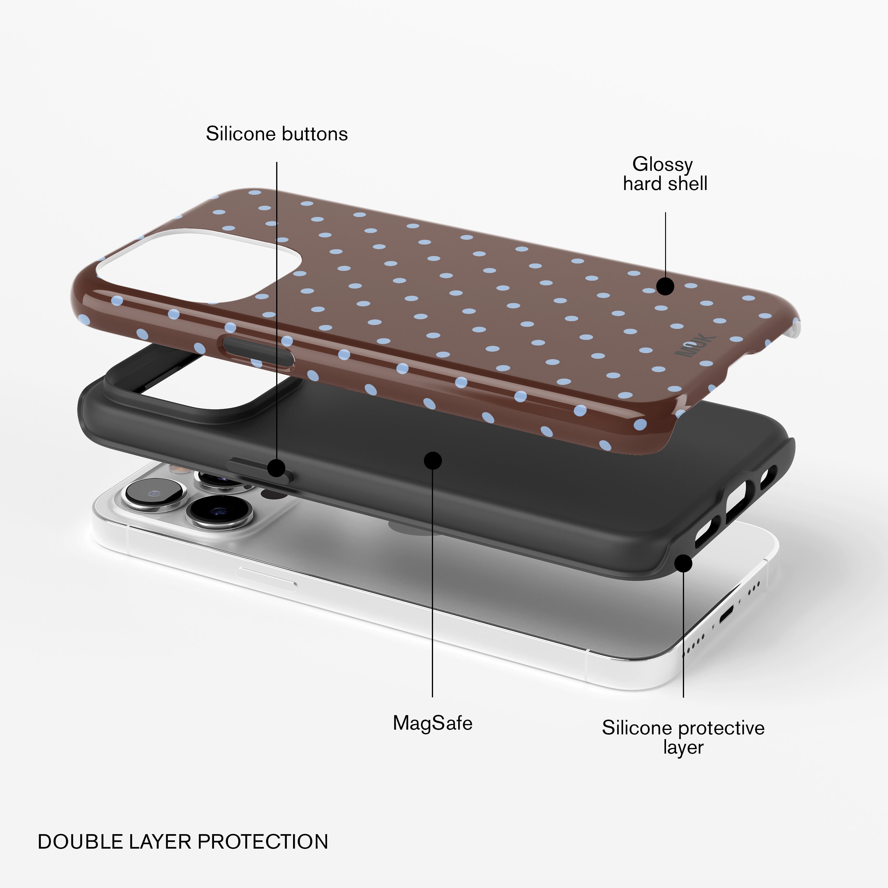 Tough Magsafe Phone Case - Small Dots Brown Blue
