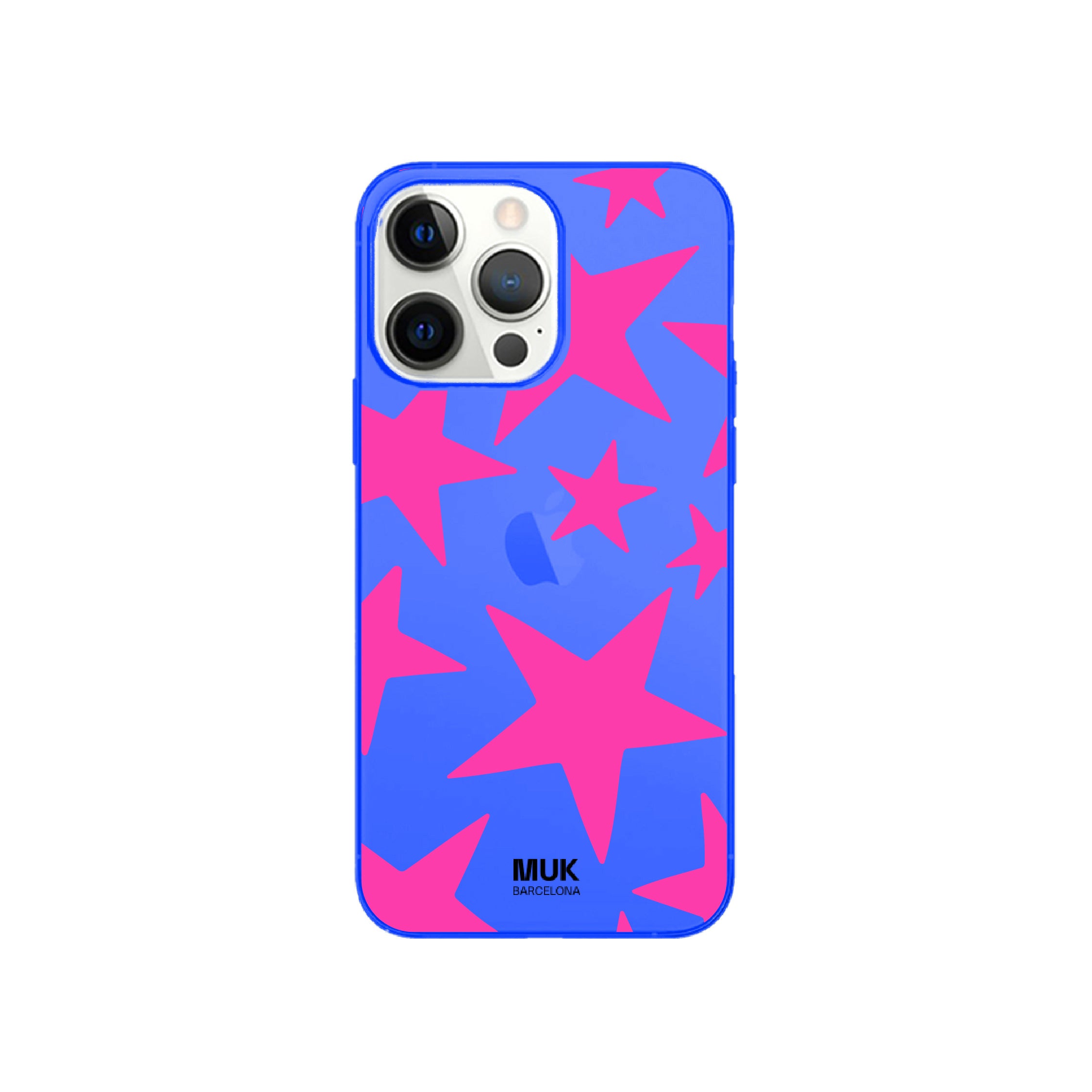 Funda de móvil color blue fluor con diseño de estrellas
