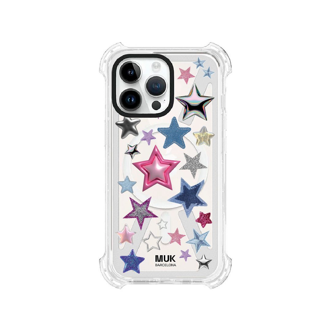 High protection mobile phone case compatible with Magsafe. Star print without relief.
