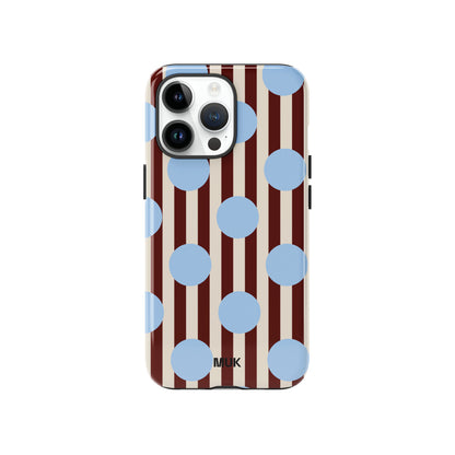 Tough Magsafe Phone Case - Stripes Big Dots Blue