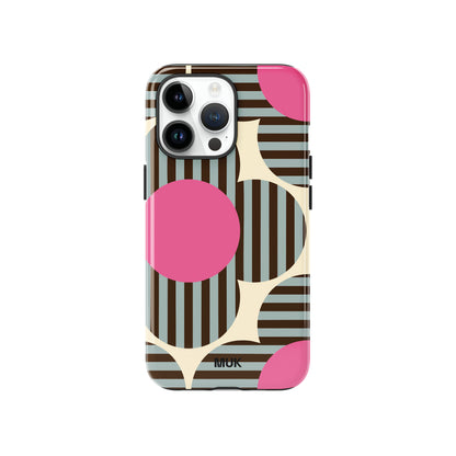 Tough Magsafe phone case - Stripes Flowers