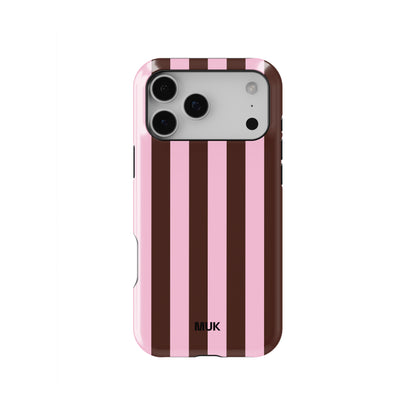 Tough Magsafe Phone Case - Stripes Pink Brown