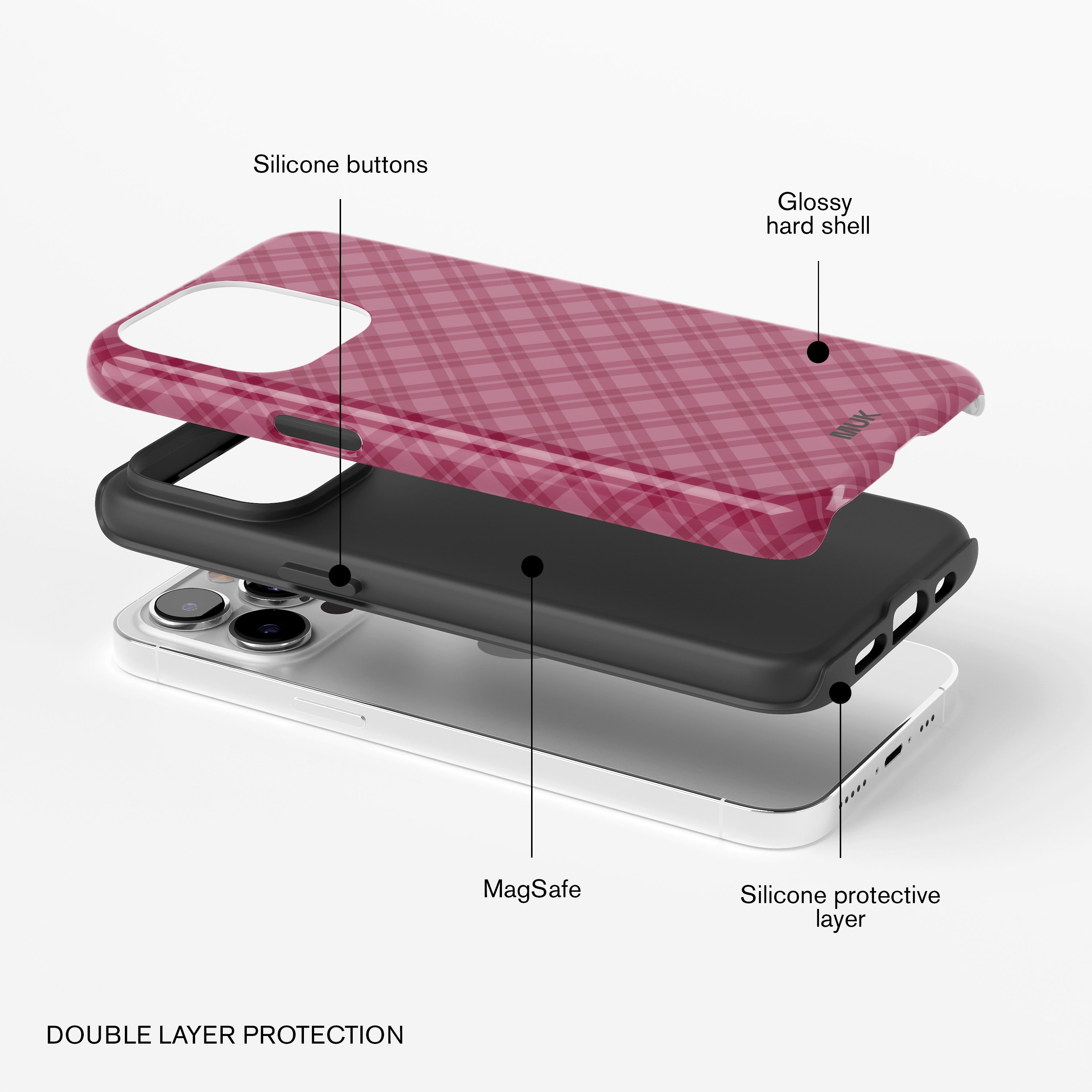 Funda de móvil Tough Magsafe - Burgundy Tartan