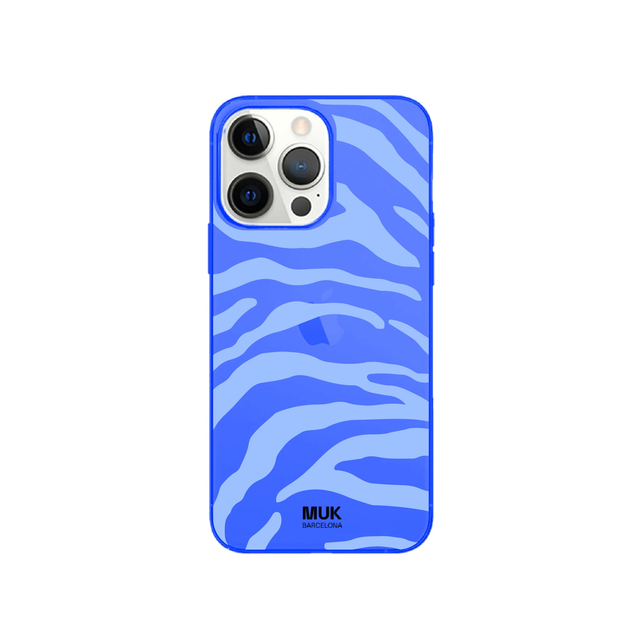 Funda de móvil color blue fluor con diseño de zebra
