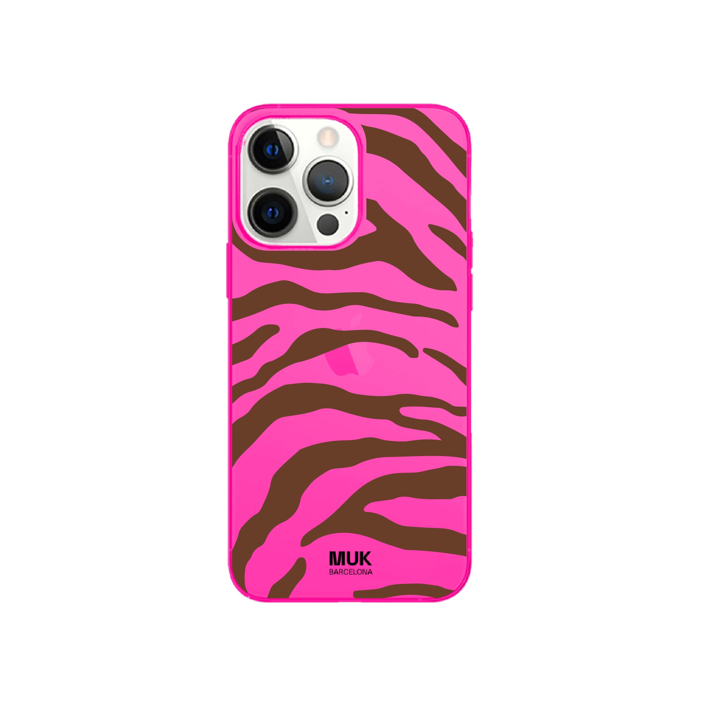 Funda de móvil color pink fluor con diseño de zebra
