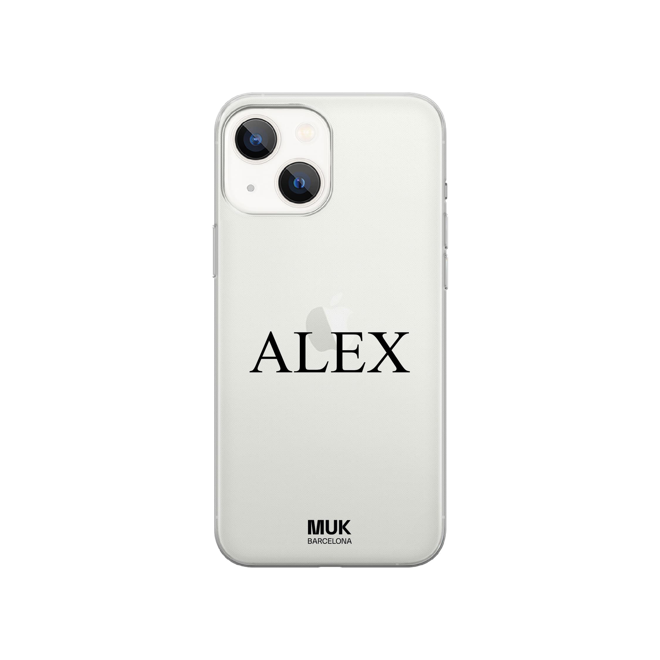 Clear Phone Case with personalized name with elegant typography design in 12 colors.
