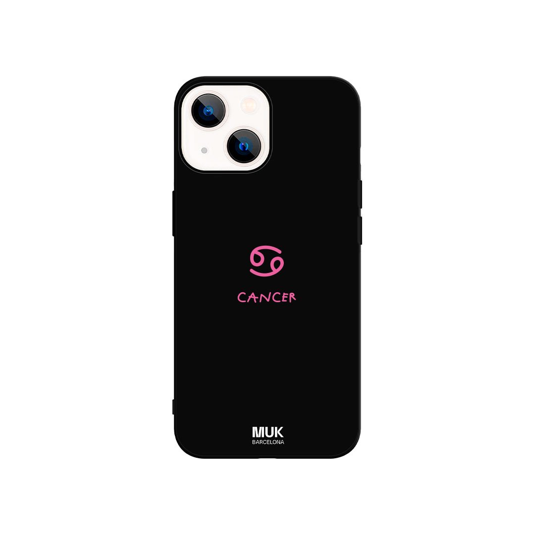 Black TPU phone case with Cancer zodiac sign design.
