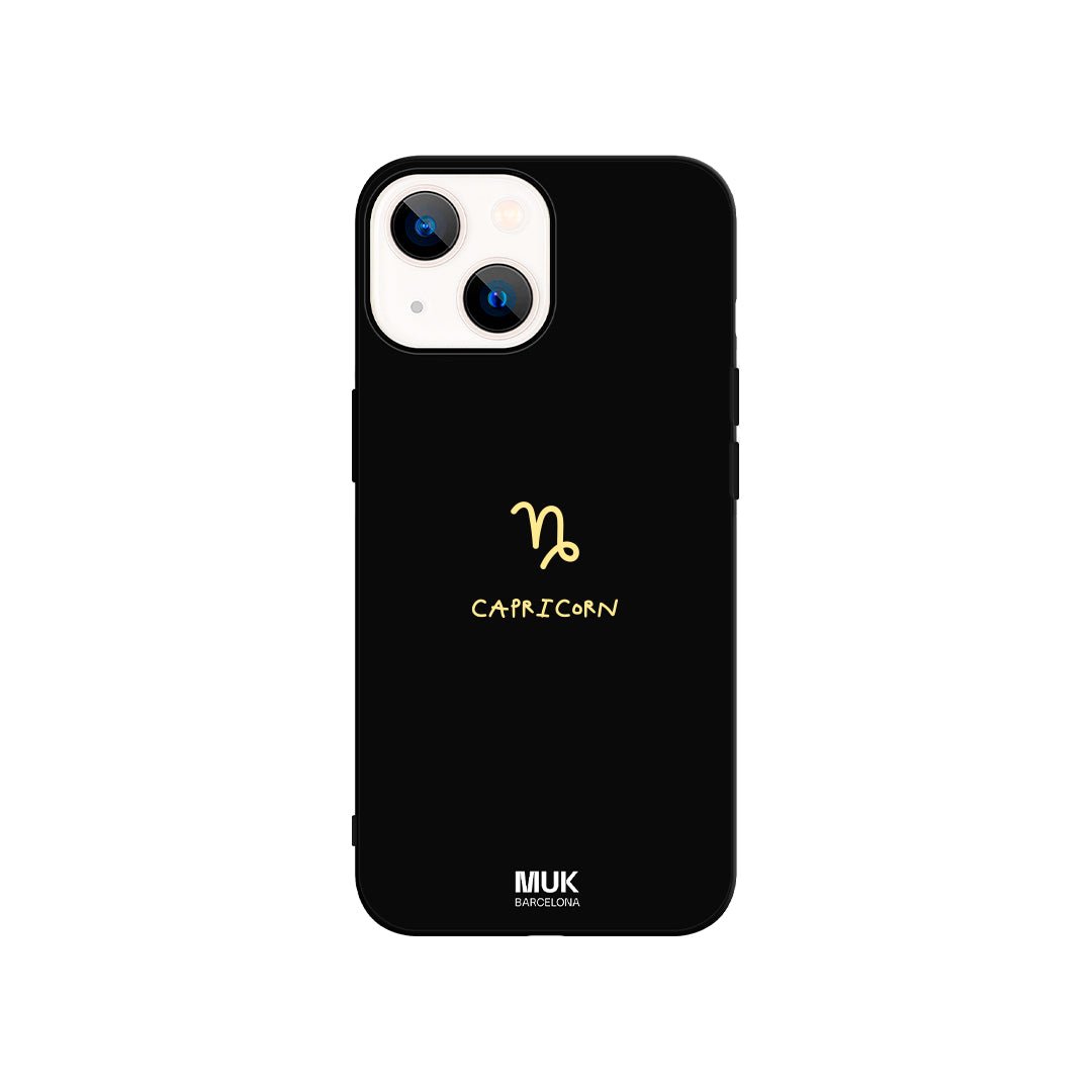 Black TPU phone case with Capricorn zodiac sign design.

