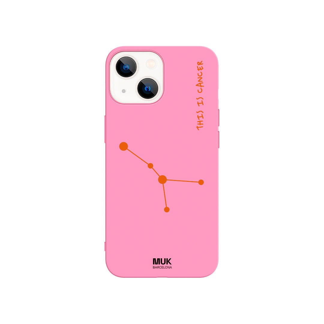 Funda de móvil TPU rosa con diseño de la constelación del zodíaco Cancer
