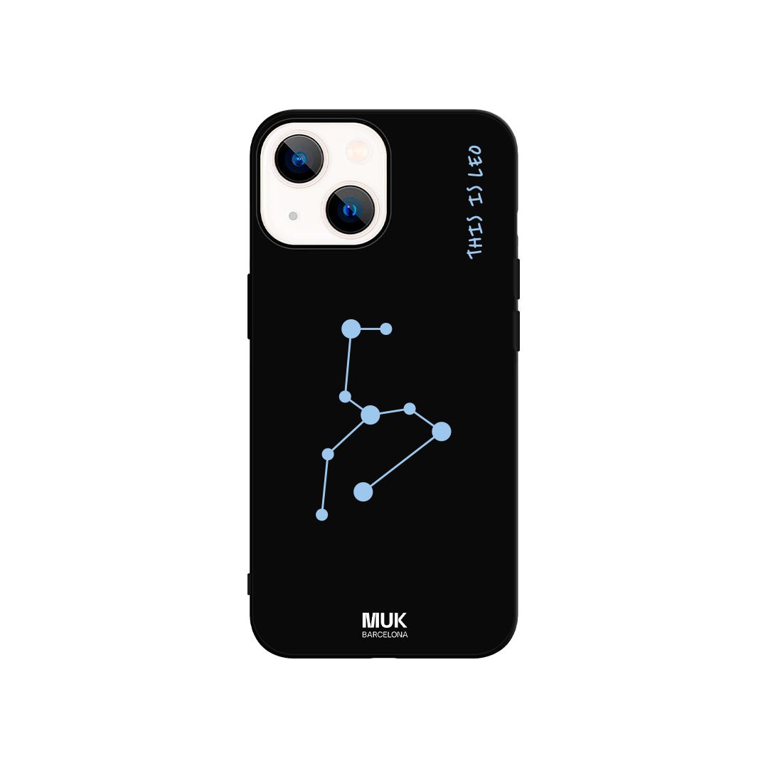 Black TPU phone case with Leo zodiac constellation design
