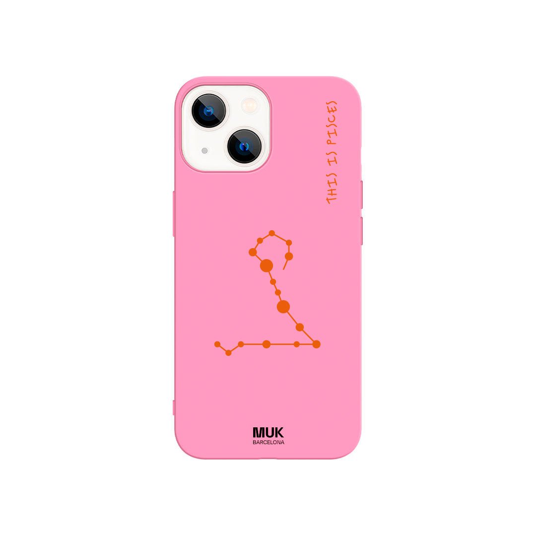 Funda de móvil TPU rosa con diseño de la constelación del zodíaco Pisces
