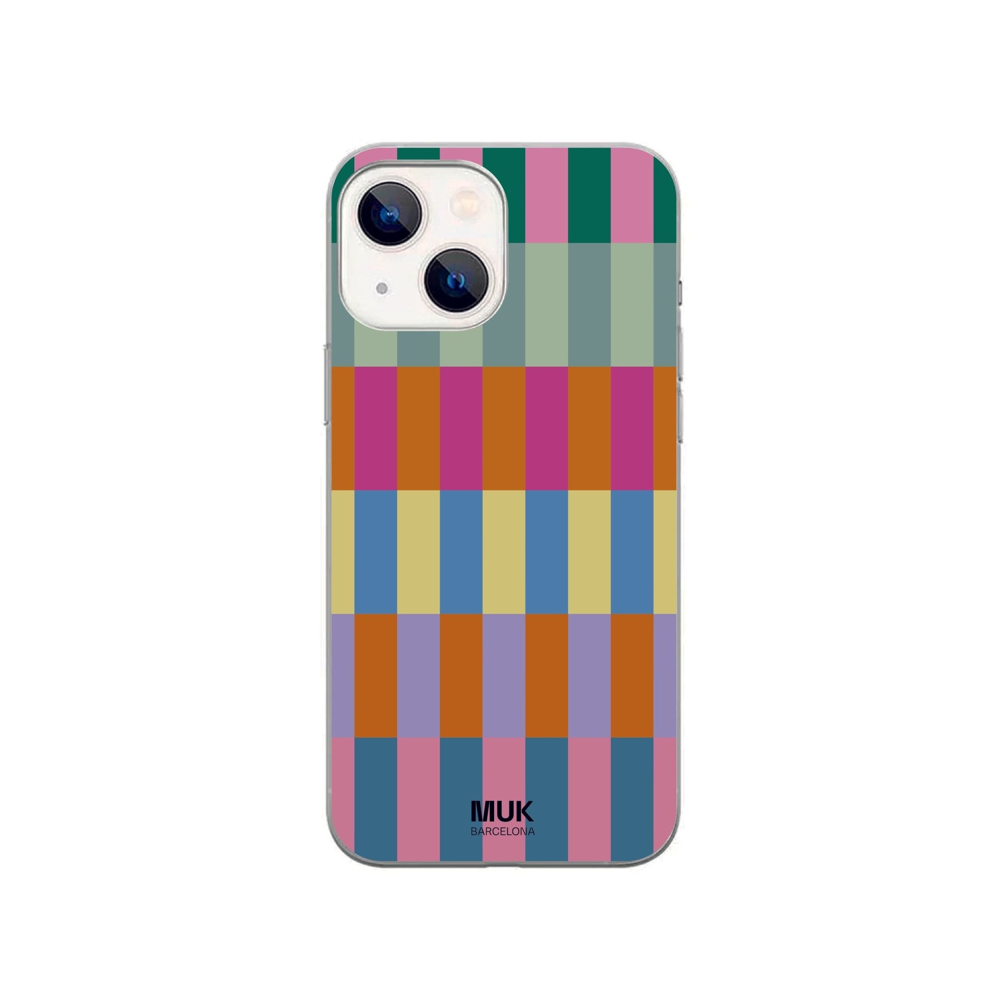 Funda de móvil transparente con estampado de rayas de colores
