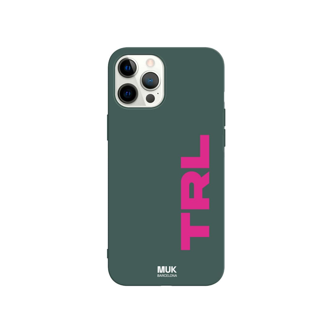 Lagoon TPU  Phone Case personalized with vertical initials in 10 different colors.
