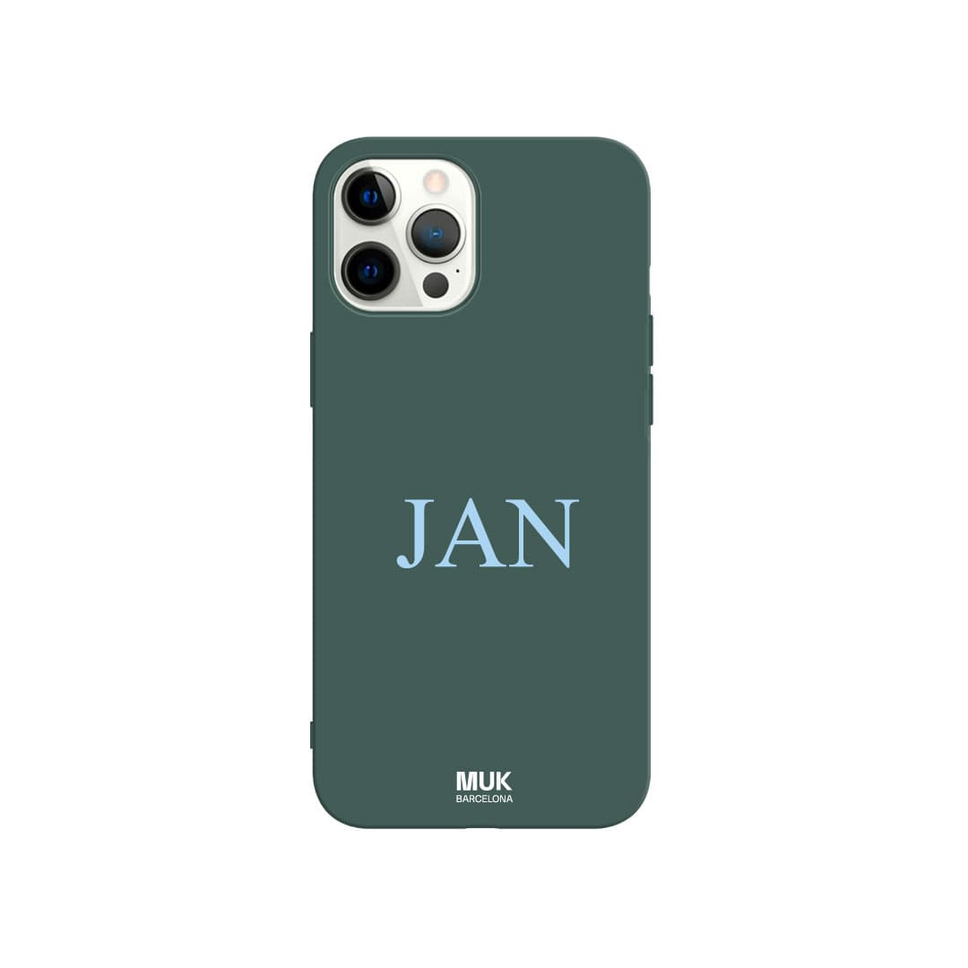 TPU lagoon  Phone Case personalized with initials with fine and elegant typography in 10 different colors.
