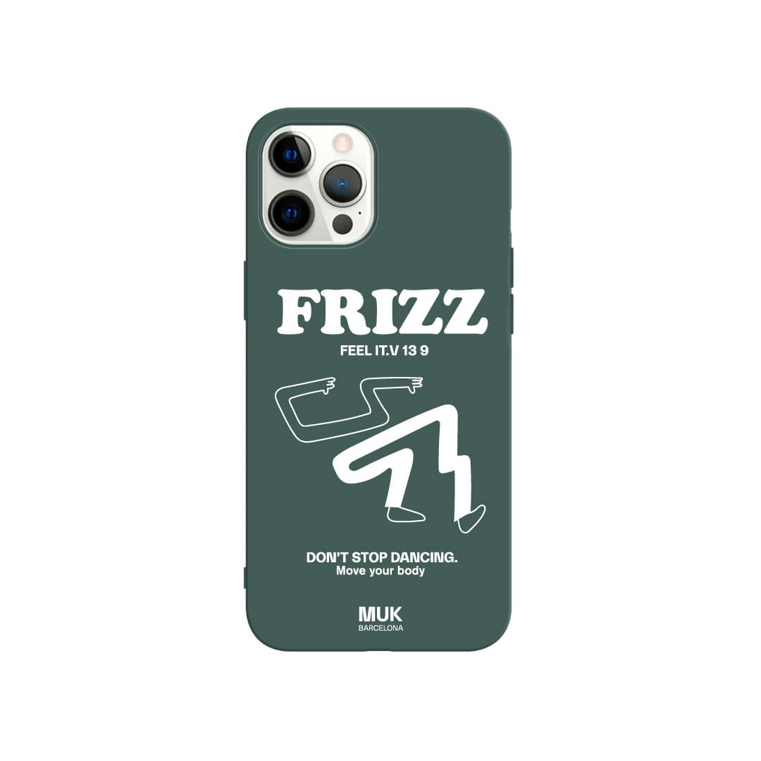 TPU lagoon  Phone Case with silhouette design and "frizz" text in white.
