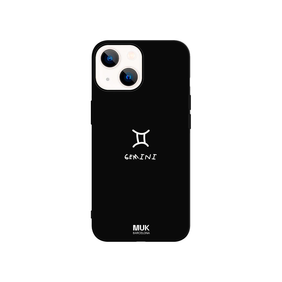 Black TPU phone case with Gemini zodiac sign design
