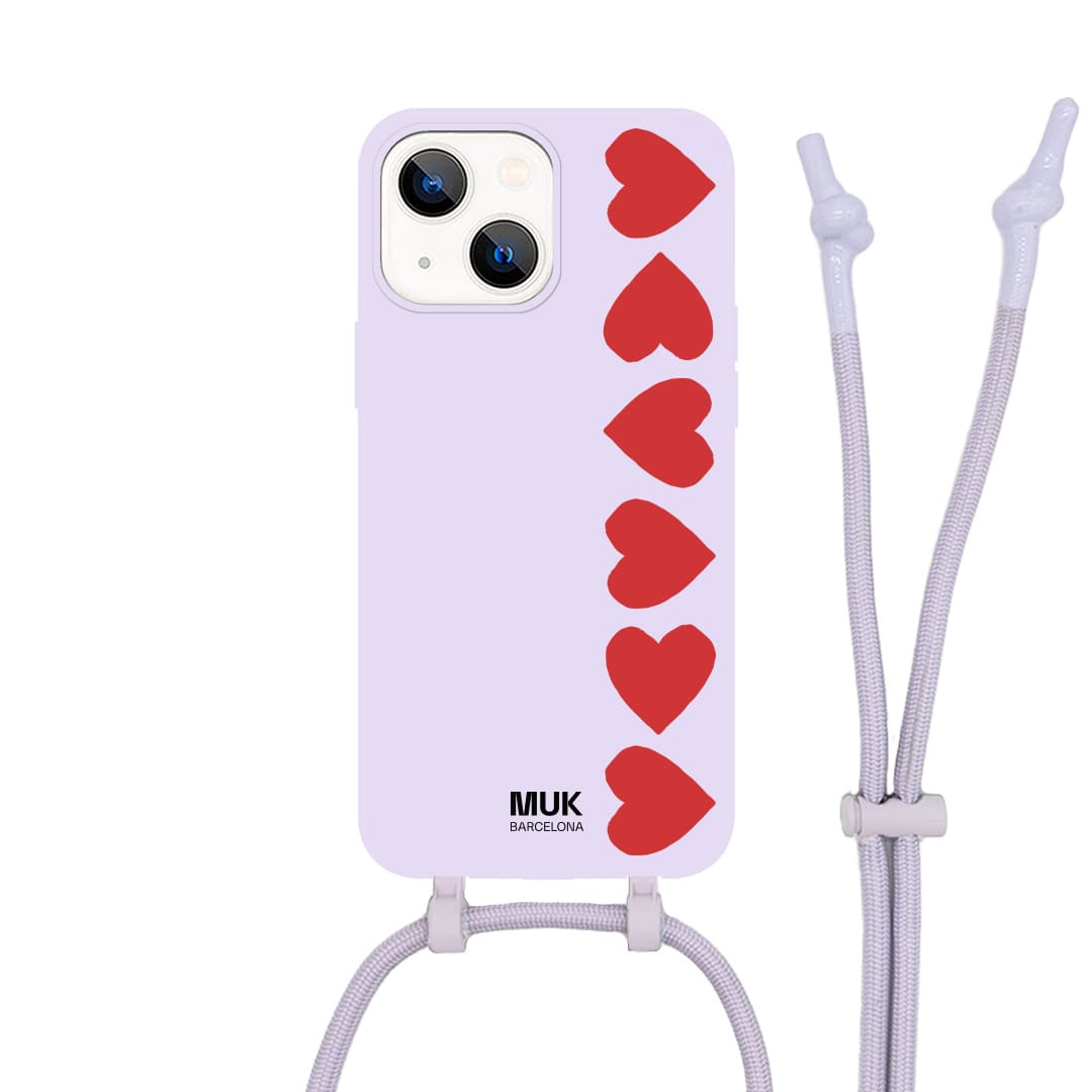  MagSafe compatible  Phone Case with heart print on a lilac base.  Phone Cases with wireless charging (from iPhone12).
